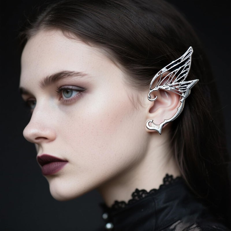 CSIYANJRY99 Elf Ear Cuffs for Women Butterfly Earrings Fairy Ears Goth Punk Ear Cuffs Halloween Accessorie Gothic Punk Jewelry Wrap Droping Earrings - Image 4